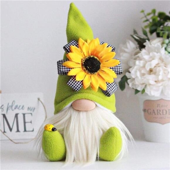 Sunflower Garden Gnome, Bumble Bee Gnomes Plush Decor,World Bee Day Fall Holiday - Picture 4 of 7